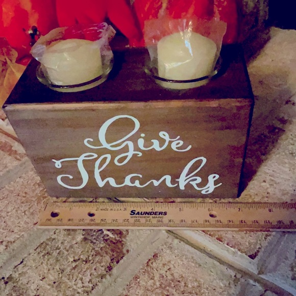 Wooden Candle Holder Give Thanks - Picture 4 of 4